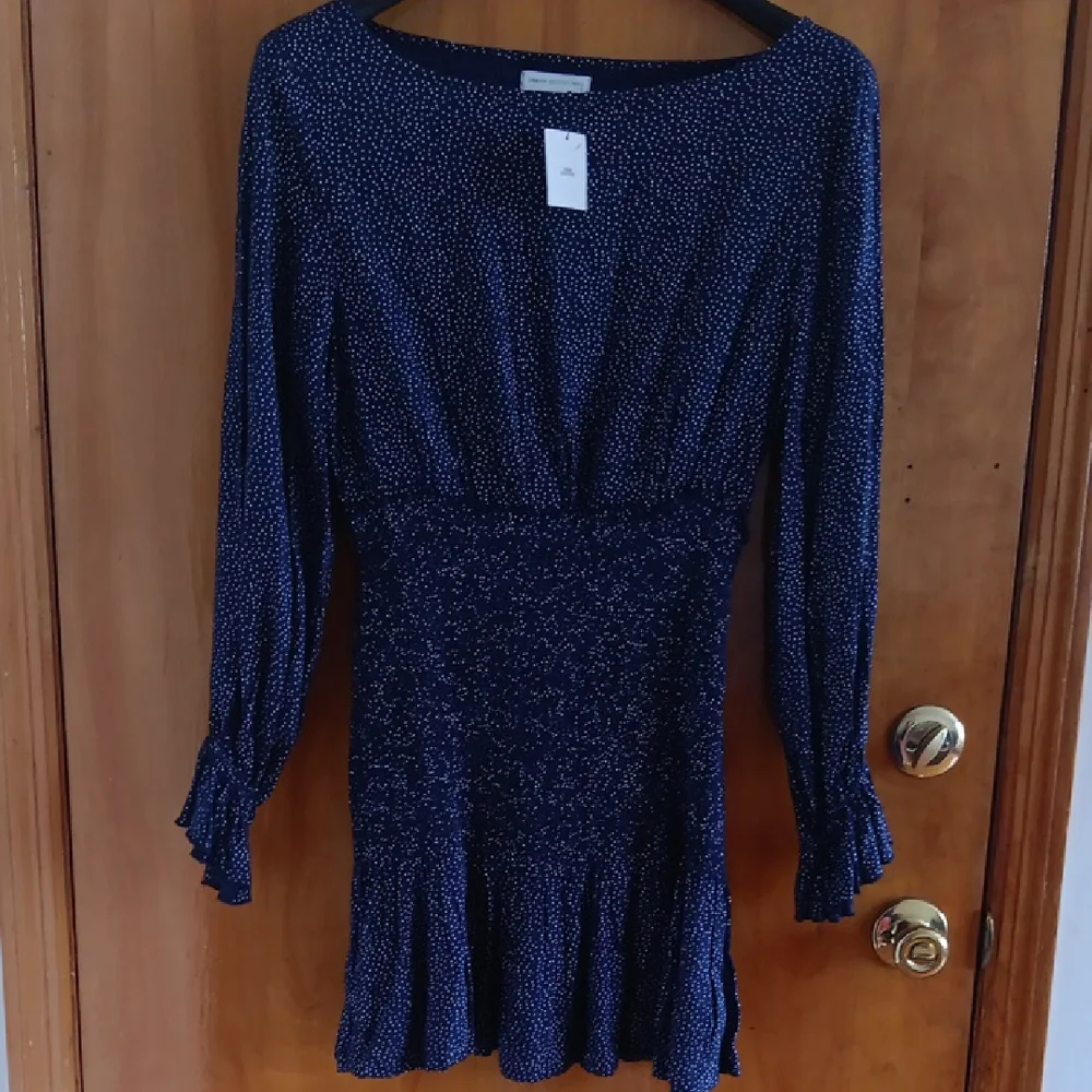 Urban Outfitters Dark Blue Polka Dot Blouse